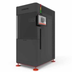 EnvisionTEC Xtreme 8K DLP 3D Printer with a grey chassis and a swivel mounted computer monitor.