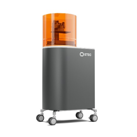 ETEC P4K Series 3D printer with a grey chassis and an orange UV hood.