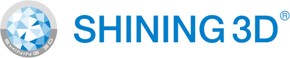 Shining 3D logo in blue graphics on a white background.