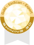 EinScan Gold Certified logo in gold and grey.